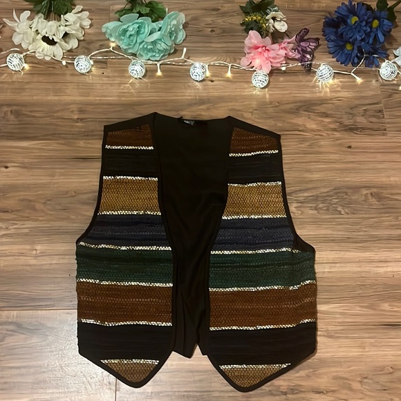 NYC Tops - Leather Strip Patchwork Vest